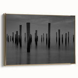 Contemporary Minimalist Nature Art – Pier Posts in Silent Water