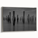 Contemporary Minimalist Nature Art – Pier Posts in Silent Water