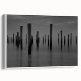 Contemporary Minimalist Nature Art – Pier Posts in Silent Water