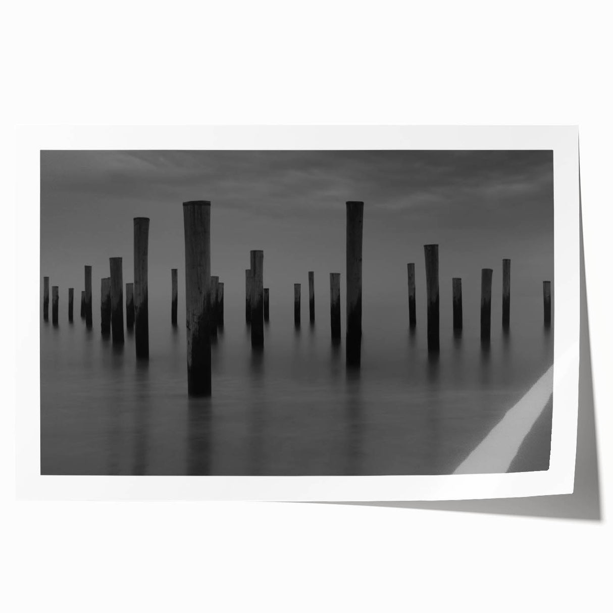 Contemporary Minimalist Nature Art – Pier Posts in Silent Water