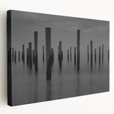 Contemporary Minimalist Nature Art – Pier Posts in Silent Water