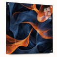 Large Abstract Paintings - Fiery Orange & Blue Modern Wall Art