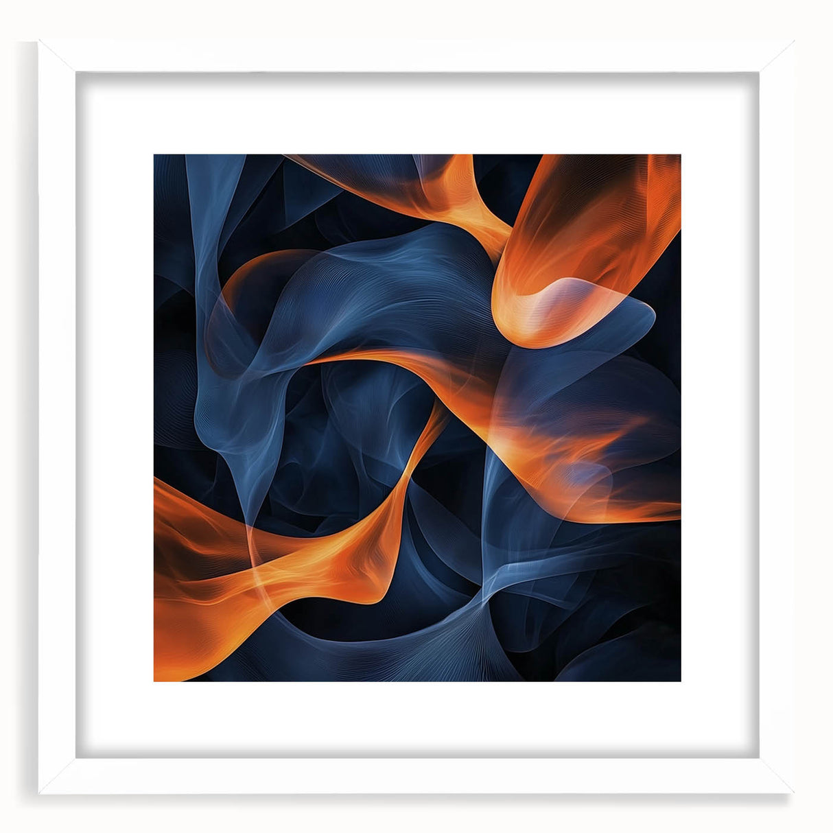 Large Abstract Paintings - Fiery Orange & Blue Modern Wall Art
