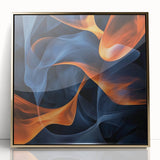 Large Abstract Paintings - Fiery Orange & Blue Modern Wall Art