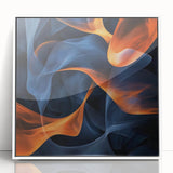 Large Abstract Paintings - Fiery Orange & Blue Modern Wall Art