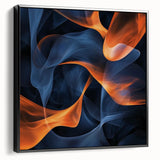 Large Abstract Paintings - Fiery Orange & Blue Modern Wall Art