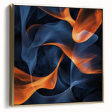 Large Abstract Paintings - Fiery Orange & Blue Modern Wall Art