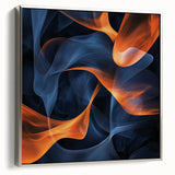 Large Abstract Paintings - Fiery Orange & Blue Modern Wall Art