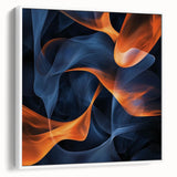 Large Abstract Paintings - Fiery Orange & Blue Modern Wall Art