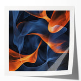 Large Abstract Paintings - Fiery Orange & Blue Modern Wall Art