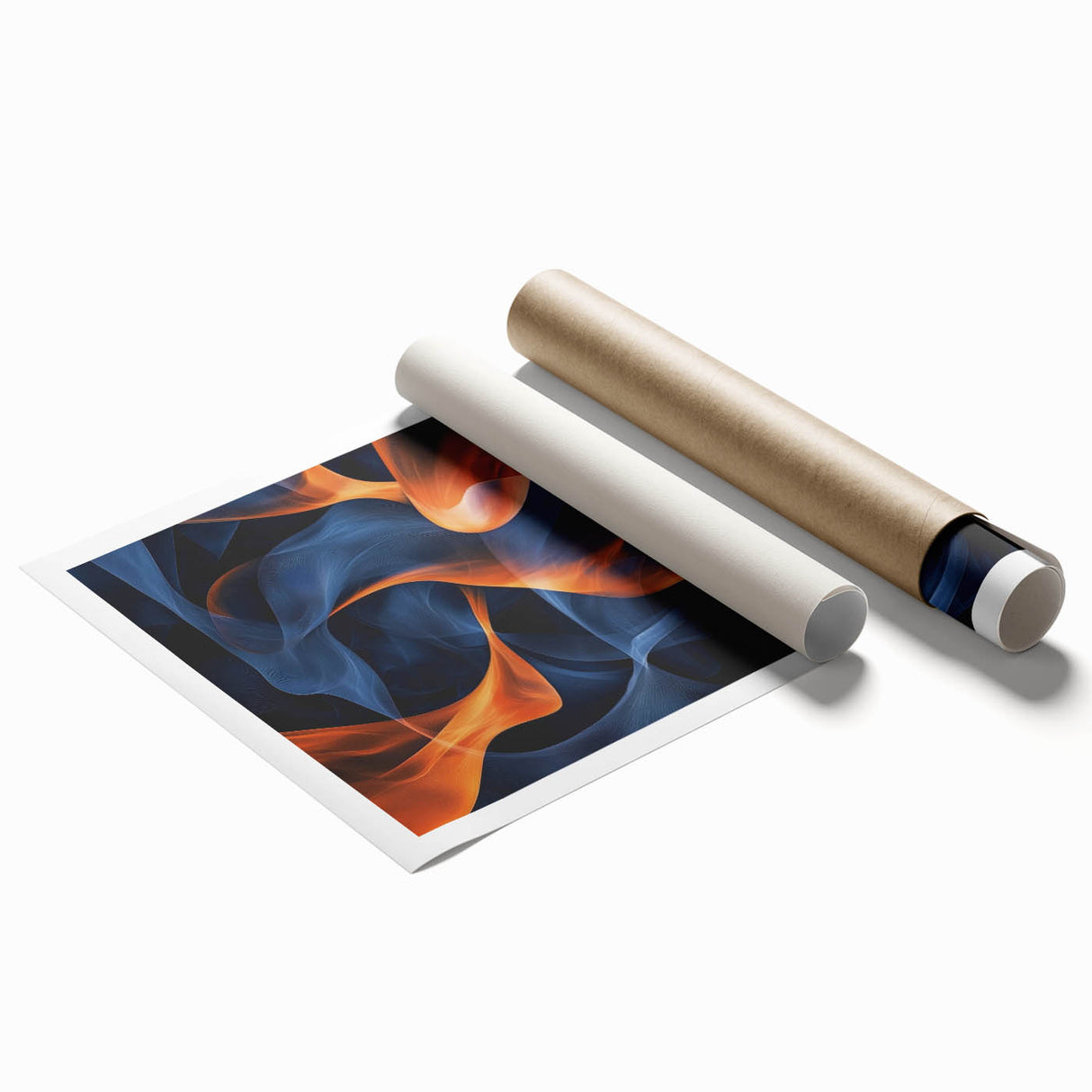 Large Abstract Paintings - Fiery Orange & Blue Modern Wall Art