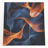 Large Abstract Paintings - Fiery Orange & Blue Modern Wall Art