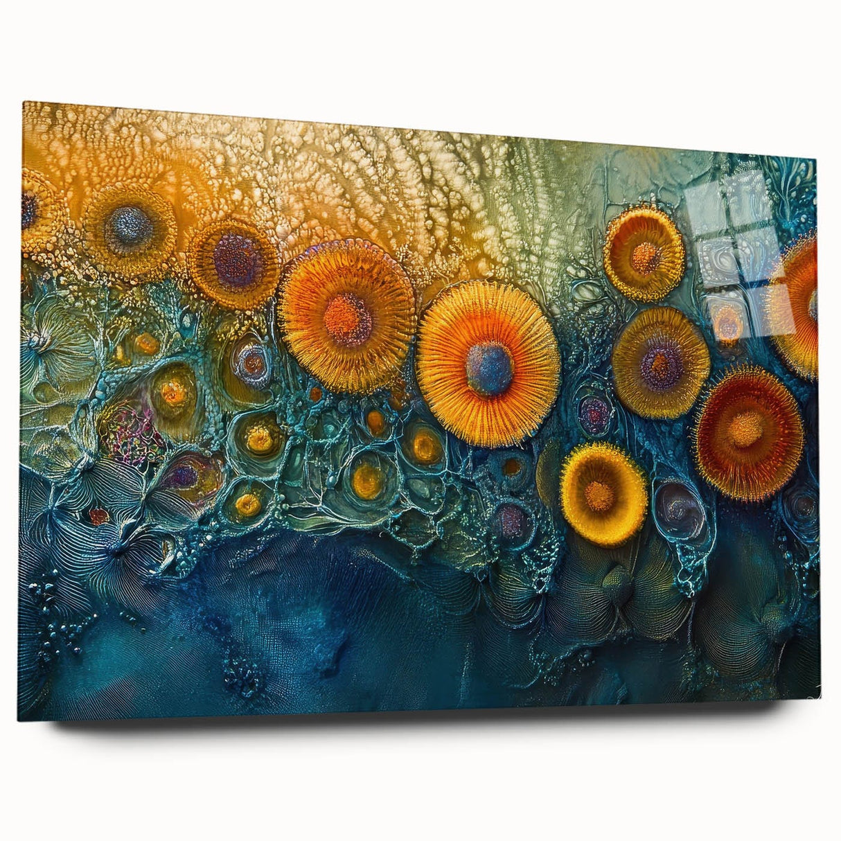 Radiant Bloom – Modern Fluid Art Prints in Orange and Deep Blue