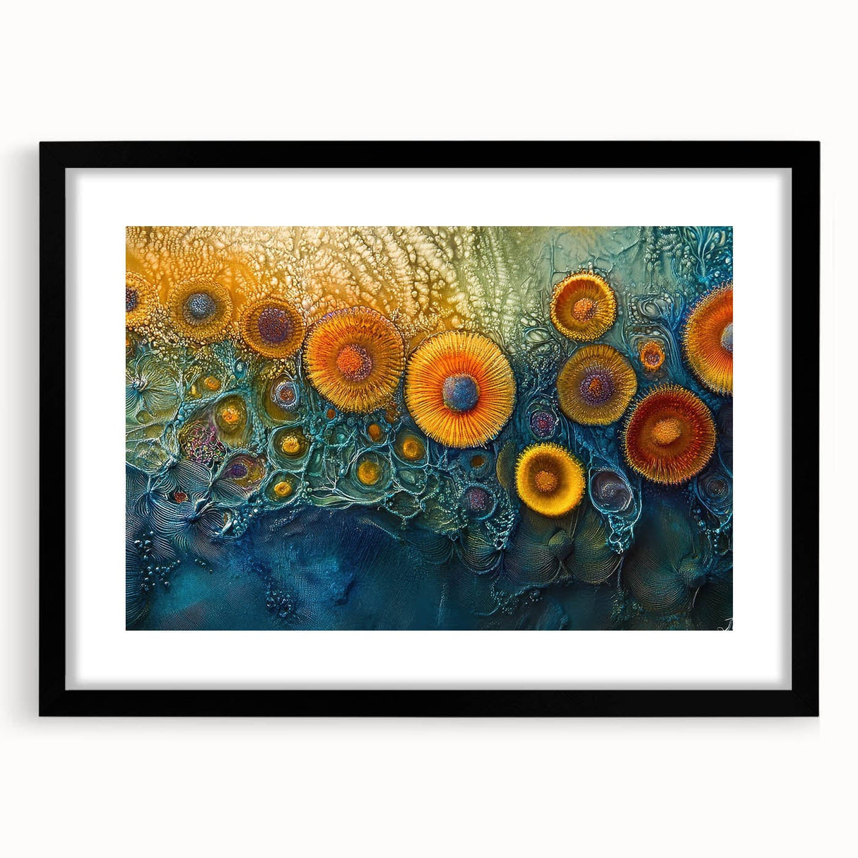 Radiant Bloom – Modern Fluid Art Prints in Orange and Deep Blue