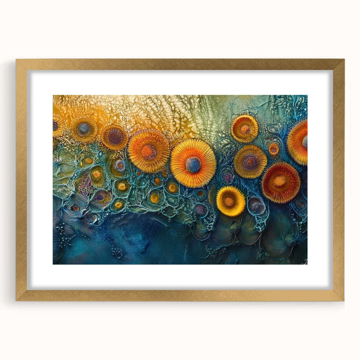 Radiant Bloom – Modern Fluid Art Prints in Orange and Deep Blue