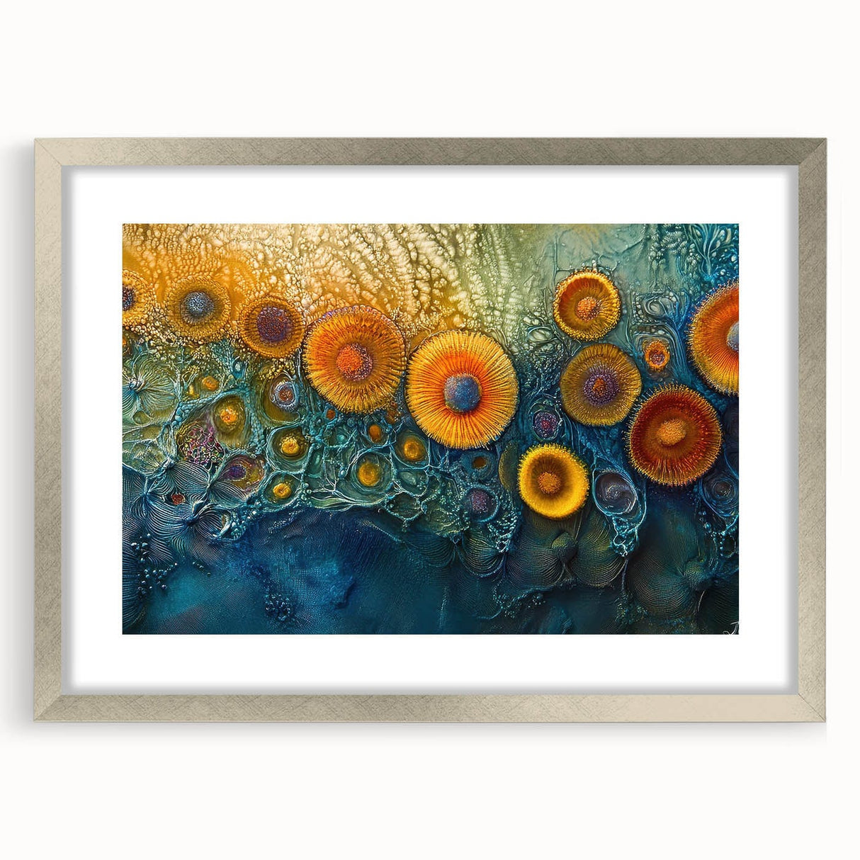 Radiant Bloom – Modern Fluid Art Prints in Orange and Deep Blue