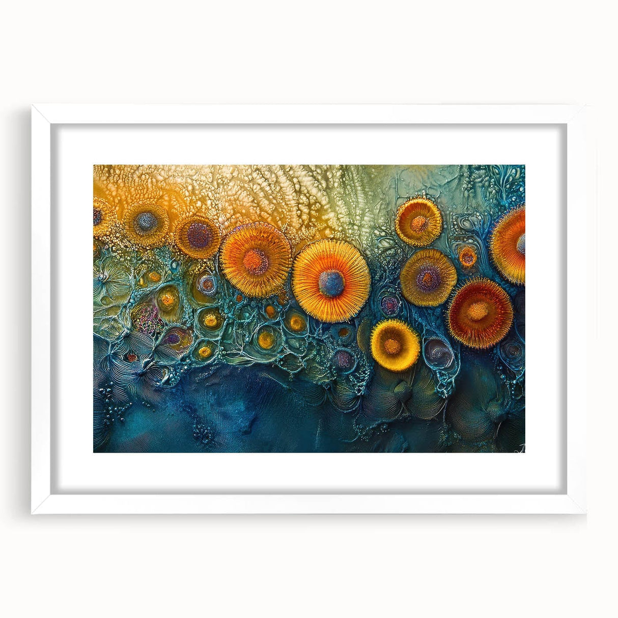 Radiant Bloom – Modern Fluid Art Prints in Orange and Deep Blue