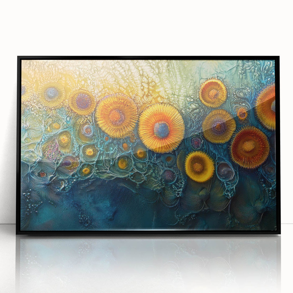 Radiant Bloom – Modern Fluid Art Prints in Orange and Deep Blue