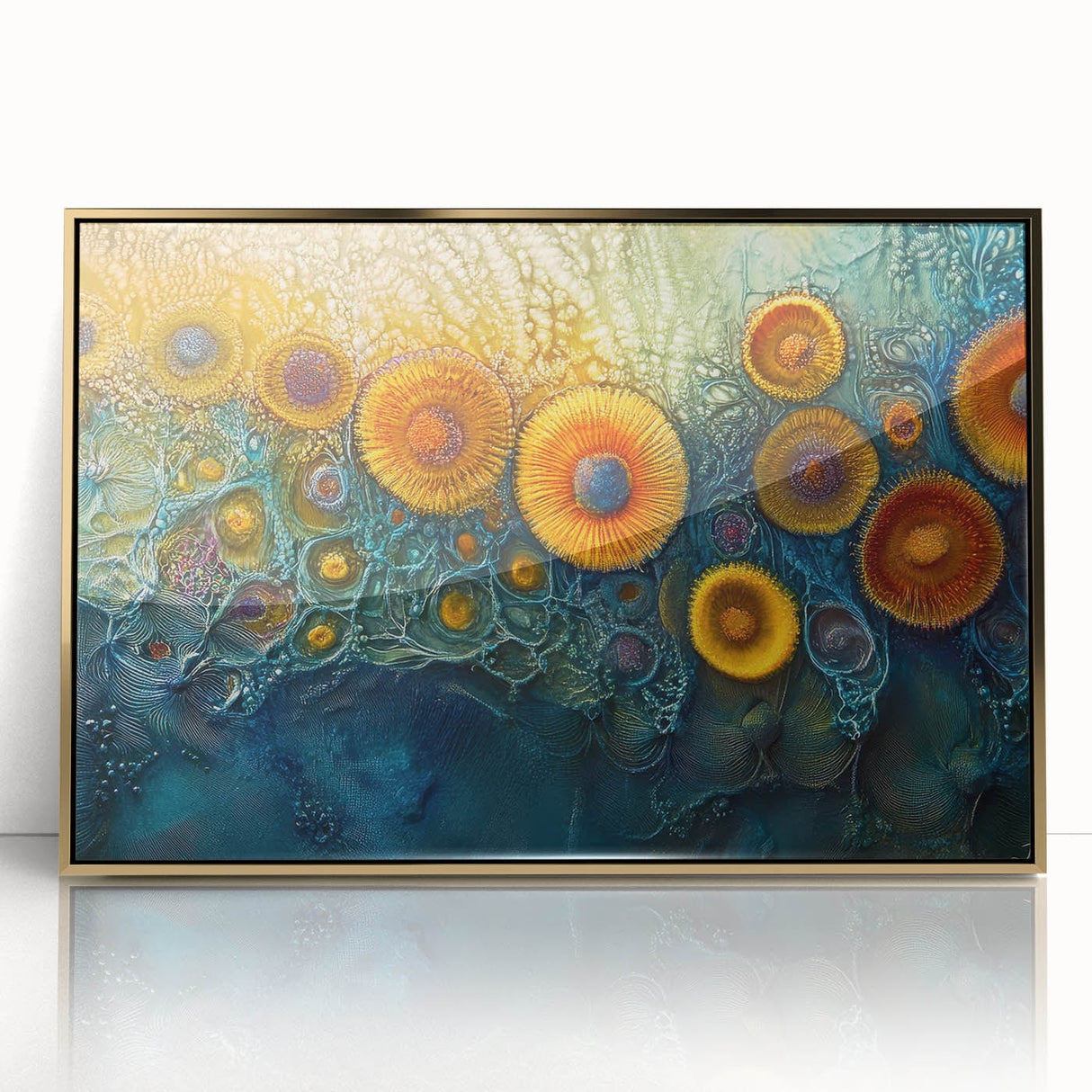 Radiant Bloom – Modern Fluid Art Prints in Orange and Deep Blue