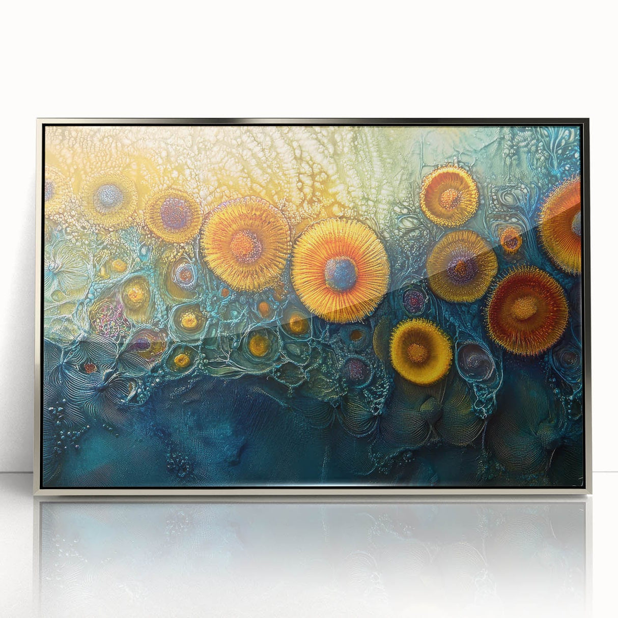 Radiant Bloom – Modern Fluid Art Prints in Orange and Deep Blue