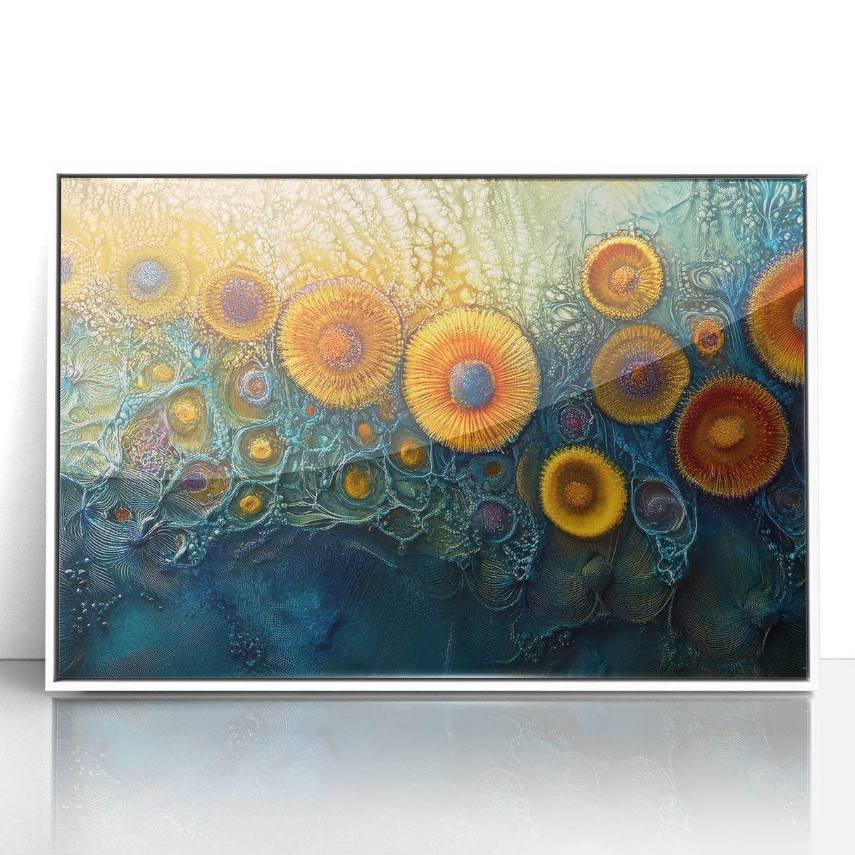 Radiant Bloom – Modern Fluid Art Prints in Orange and Deep Blue