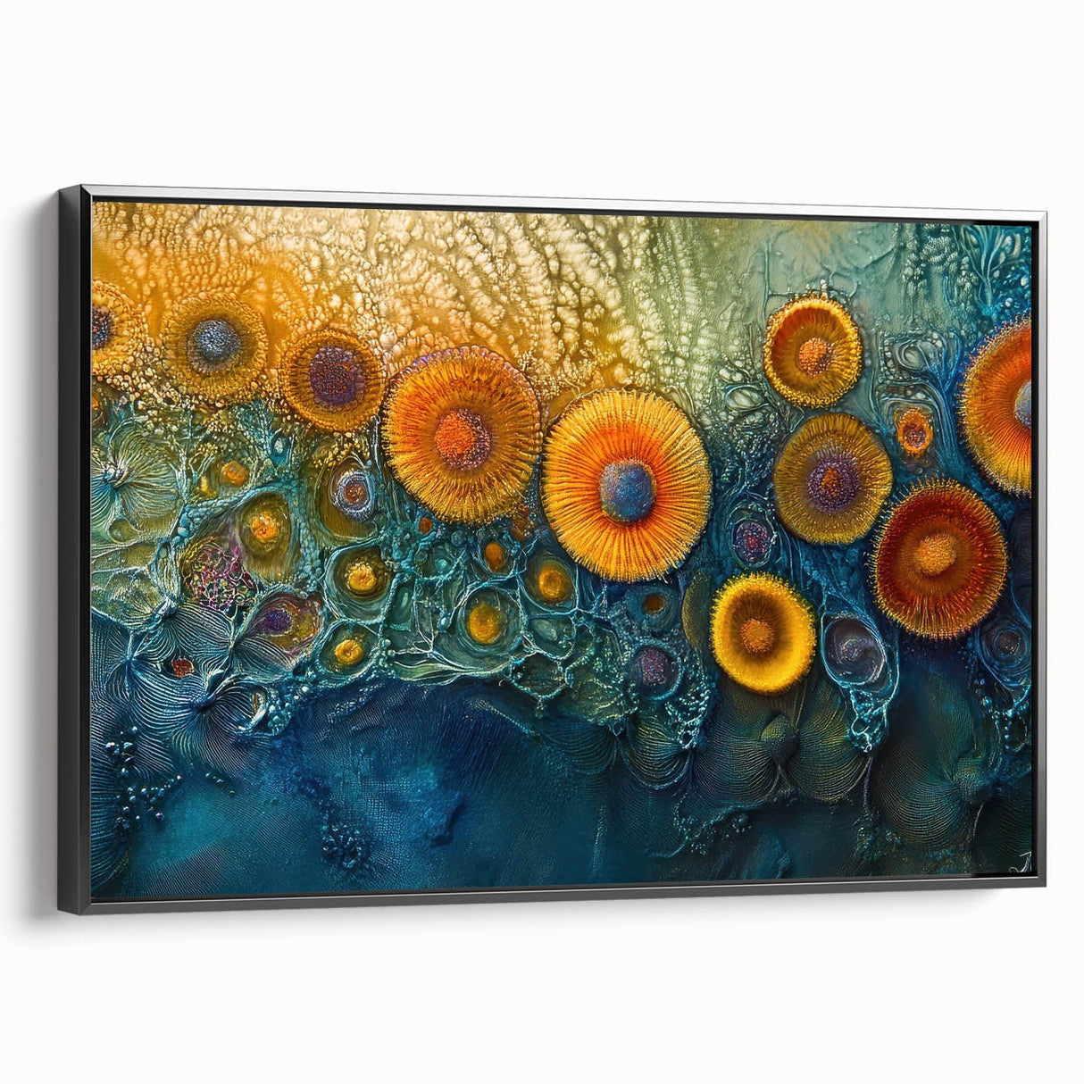 Radiant Bloom – Modern Fluid Art Prints in Orange and Deep Blue