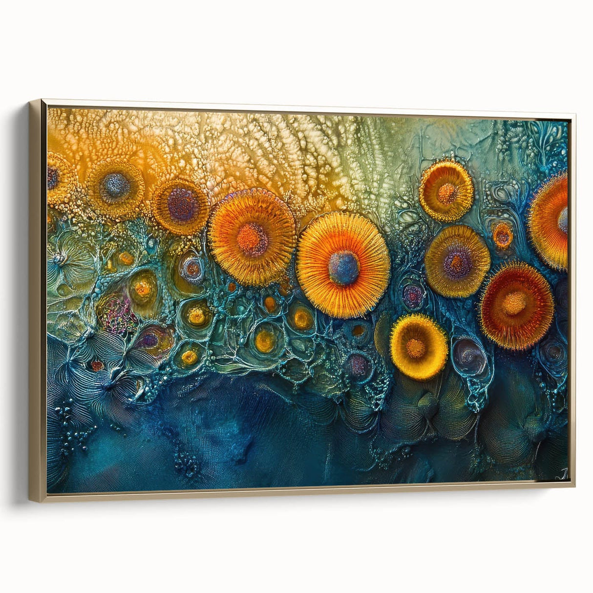 Radiant Bloom – Modern Fluid Art Prints in Orange and Deep Blue