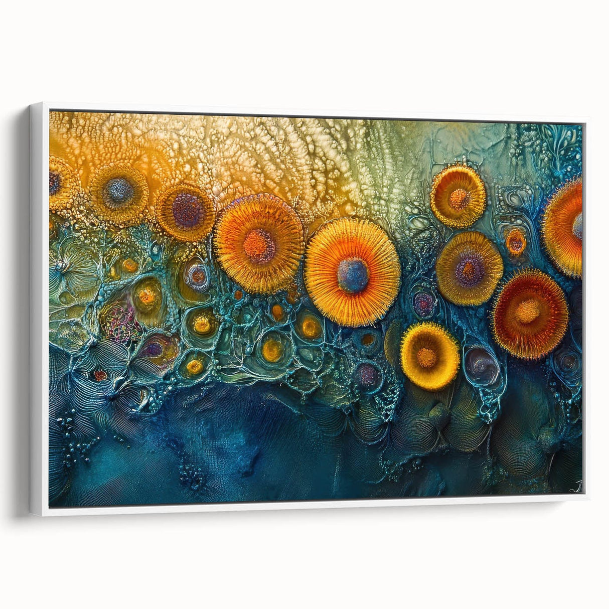 Radiant Bloom – Modern Fluid Art Prints in Orange and Deep Blue