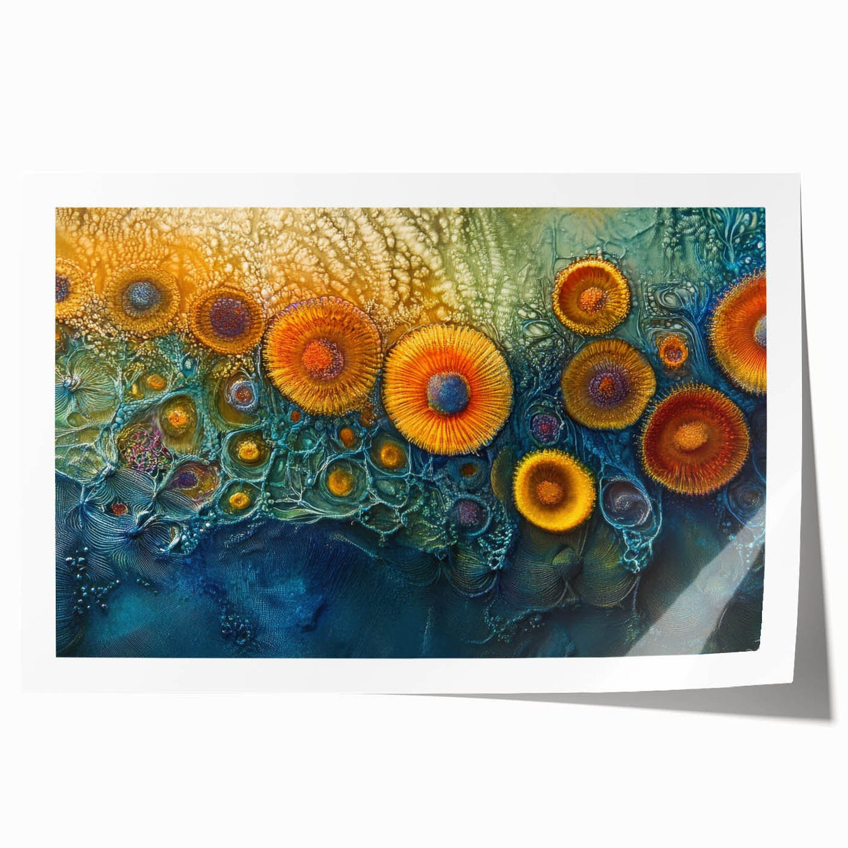 Radiant Bloom – Modern Fluid Art Prints in Orange and Deep Blue