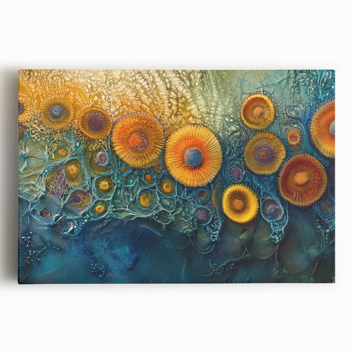 Radiant Bloom – Modern Fluid Art Prints in Orange and Deep Blue