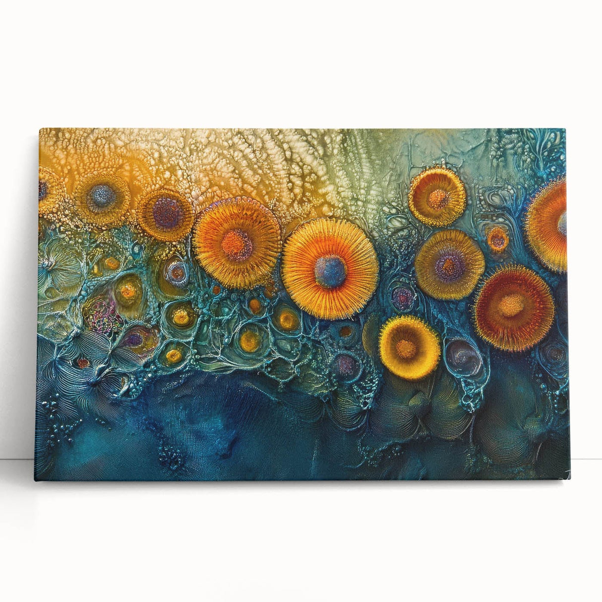 Radiant Bloom – Modern Fluid Art Prints in Orange and Deep Blue