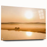 Minimalist Mountain Wall Art – Sunrise Over Misty Golden Valley