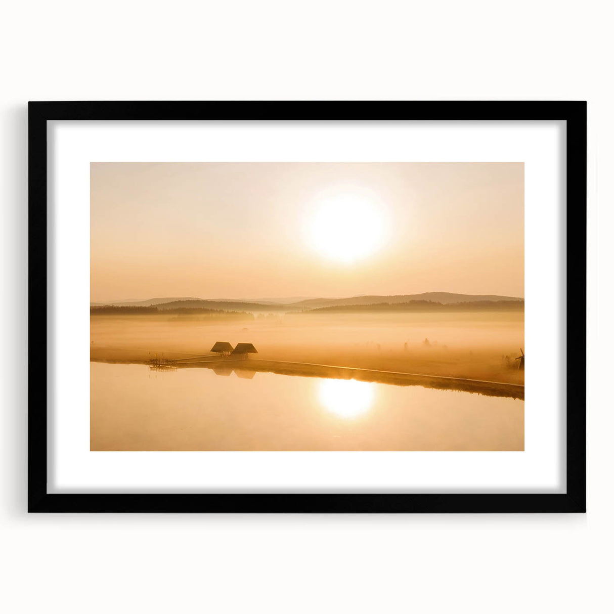 Minimalist Mountain Wall Art – Sunrise Over Misty Golden Valley