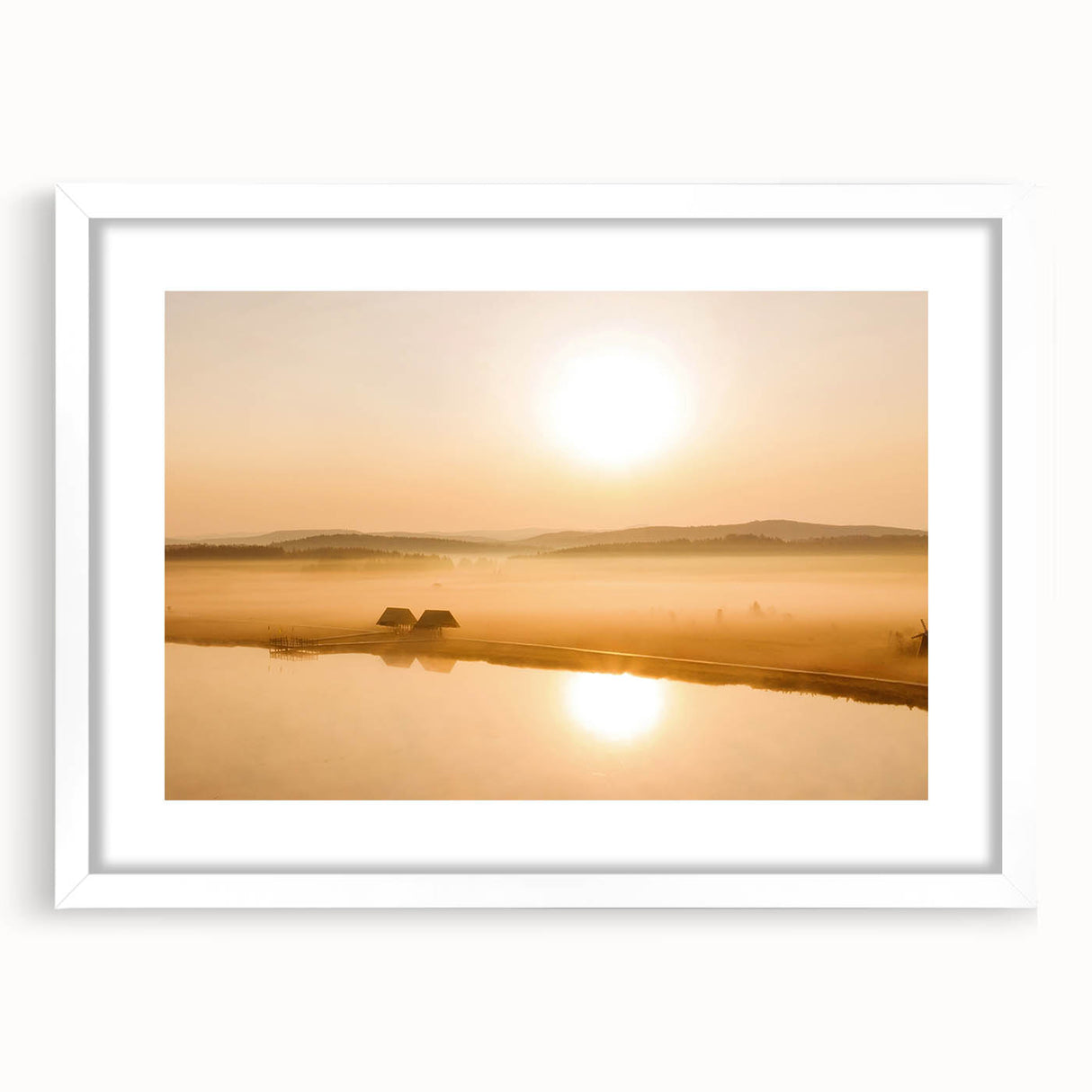 Minimalist Mountain Wall Art – Sunrise Over Misty Golden Valley
