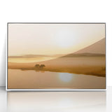 Minimalist Mountain Wall Art – Sunrise Over Misty Golden Valley