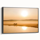 Minimalist Mountain Wall Art – Sunrise Over Misty Golden Valley