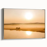 Minimalist Mountain Wall Art – Sunrise Over Misty Golden Valley