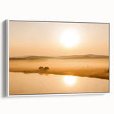 Minimalist Mountain Wall Art – Sunrise Over Misty Golden Valley