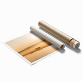 Minimalist Mountain Wall Art – Sunrise Over Misty Golden Valley