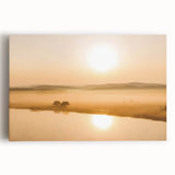 Minimalist Mountain Wall Art – Sunrise Over Misty Golden Valley