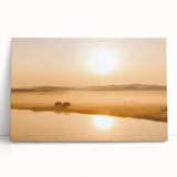 Minimalist Mountain Wall Art – Sunrise Over Misty Golden Valley