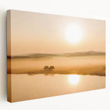 Minimalist Mountain Wall Art – Sunrise Over Misty Golden Valley
