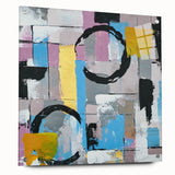 Abstract Canvas Wall Art – Modern Art Print in Blue, Lilac & Yellow