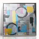 Abstract Canvas Wall Art – Modern Art Print in Blue, Lilac & Yellow