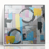 Abstract Canvas Wall Art – Modern Art Print in Blue, Lilac & Yellow