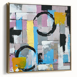 Abstract Canvas Wall Art – Modern Art Print in Blue, Lilac & Yellow