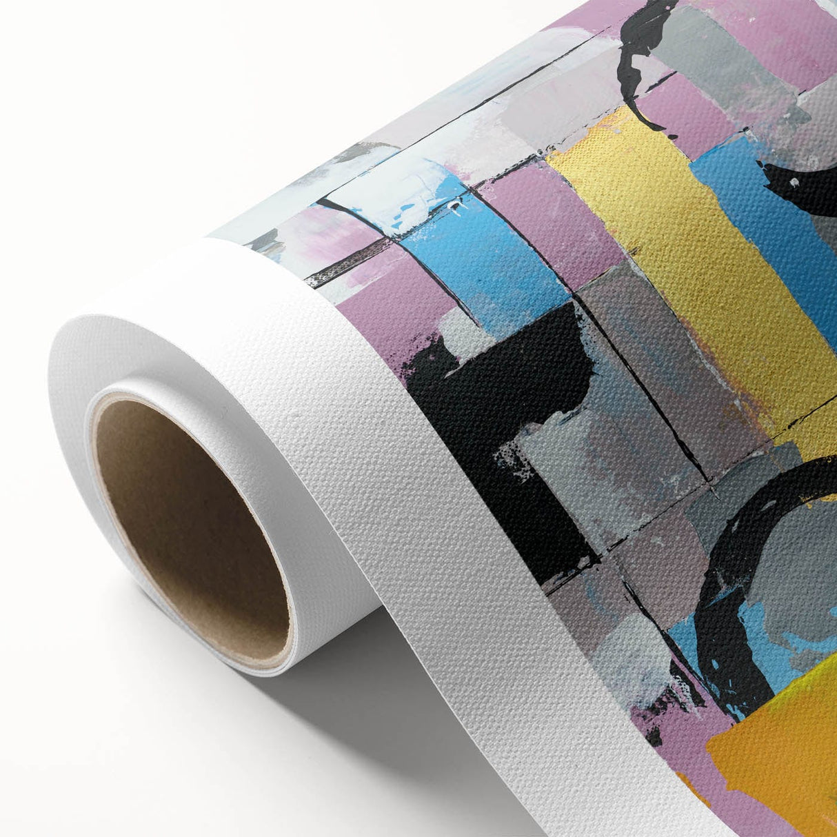 Abstract Canvas Wall Art – Modern Art Print in Blue, Lilac & Yellow