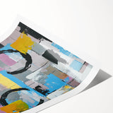 Abstract Canvas Wall Art – Modern Art Print in Blue, Lilac & Yellow