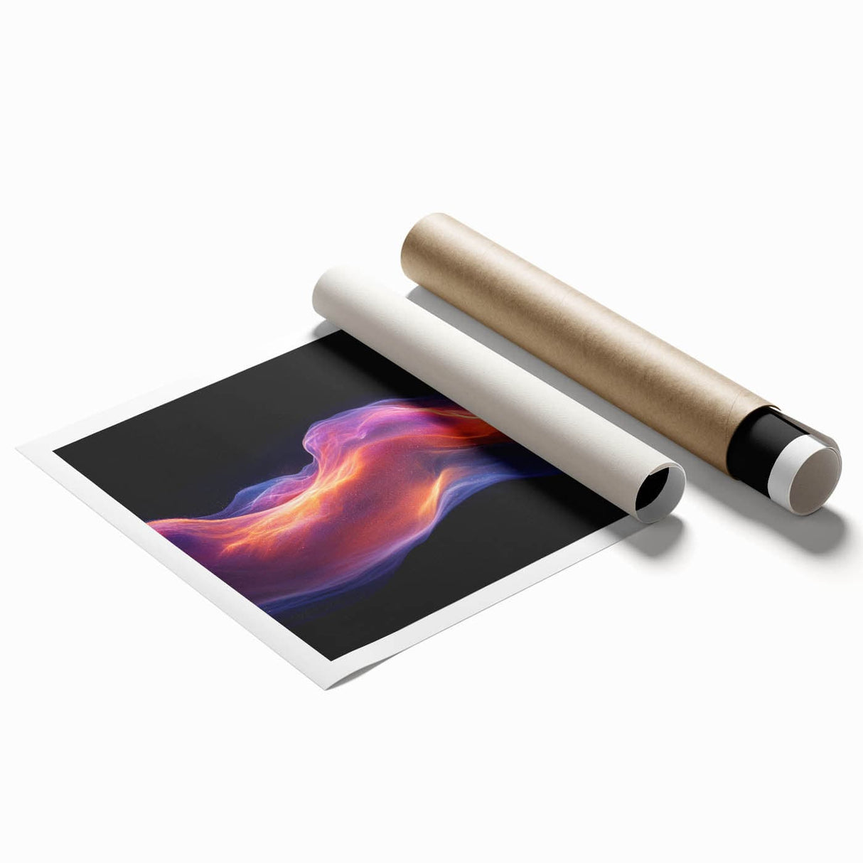 Celestial Drift – Fluid Abstract Wall Art with Fiery Motion