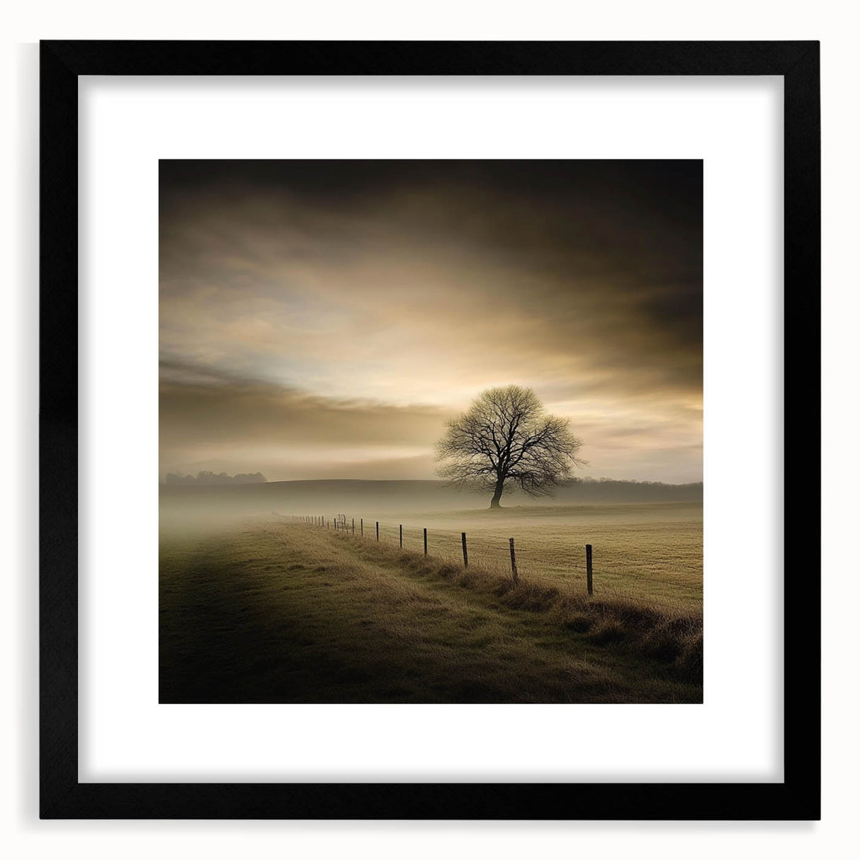 Misty Countryside Tree - Fine Art Photography Framed Prints